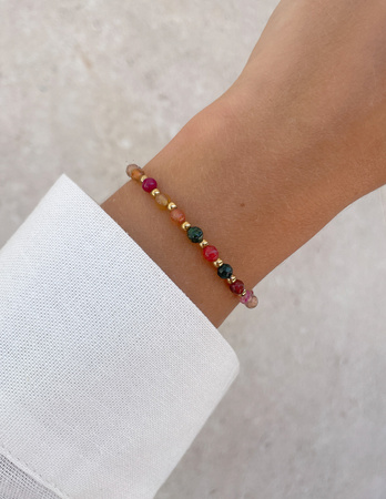 Bransoletka na gumce z mixu agatu z hematytem - ochrona, miłość, dostatek