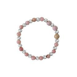 Elastic ring with natural rhodonite stones