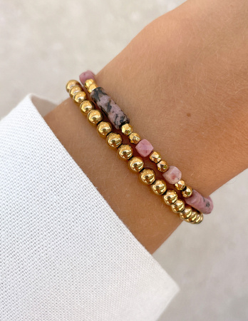 Bransoletki na gumce - rodonit z hematytem