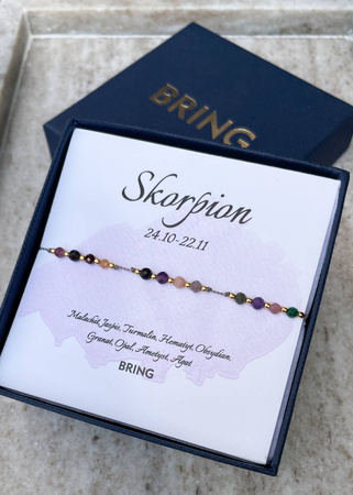 Bransoletka znak zodiaku Skorpion pozłacane kulki