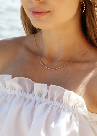 Naszyjnik srebro pozłacane i Cyrkonia Szampańska