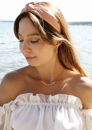 Naszyjnik srebro pozłacane i Perły naturalne