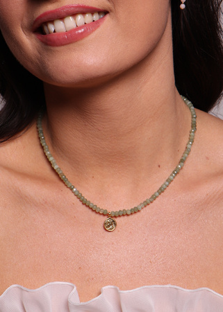 Naszyjnik jadeit jasny zielony z zawieszką