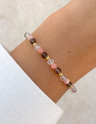 Bracelet on rubber band agate mossy with hematite - abundance, confidence, optimism