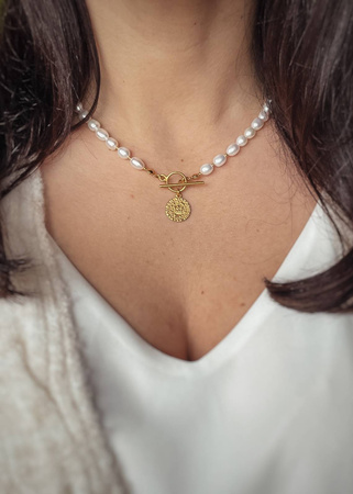 Naszyjnik Perły Naturalne "Gabi" Pozłacany z Zawieszką
