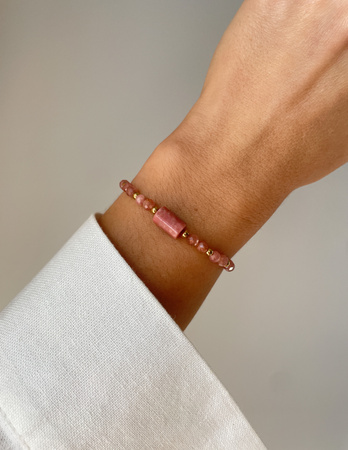 Bracelet Natural Stones Rose Quartz and Rhodochrosite