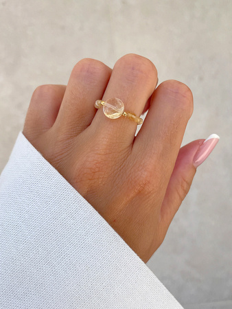 Elastic ring with natural lapis lazuli stones and pearl