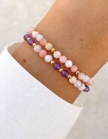 Bransoletki na gumce - opal, ametyst z hematytem