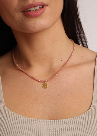Necklace Natural Stones Rhodochrosite with a pendant