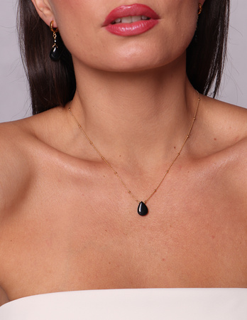 Necklace made of natural stones dendritic agate gold-plated toggle with a pendant