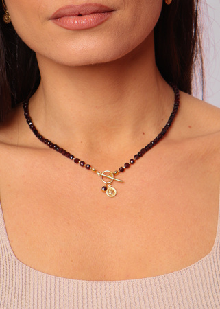 Naszyjnik granat kostka z zawieszką