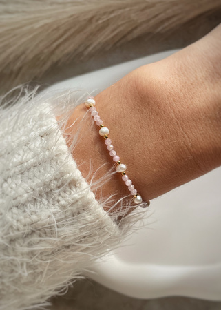 Bracelet Natural Stones Rose Quartz and Rhodochrosite