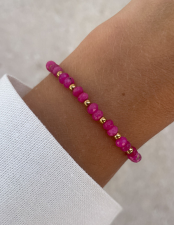 Bransoletka na gumce jadeit róż - szczęście, pomyślność, spełnienie marzeń