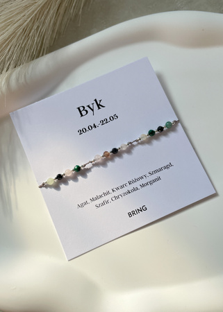 Bransoletka znak zodiaku Byk srebrne kulki