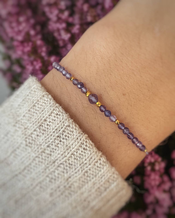Birthstone Bracelet for February Gold-Plated Silver