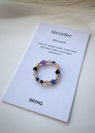 Pierścionek elastyczny znak zodiaku Strzelec pozłacany