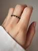 Elastic ring with natural obsidian stones