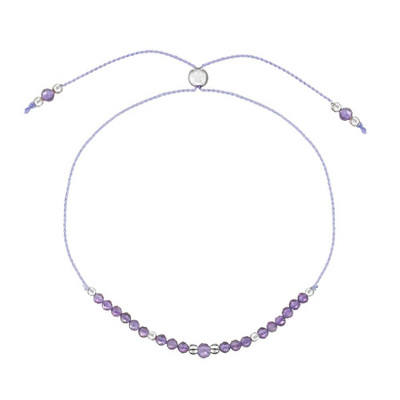 Bransoletka Kamień Urodzeniowy - Luty srebrna