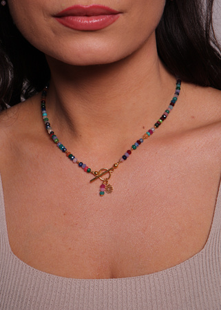 Naszyjnik jadeit mix kolorów z toggle z zawieszką