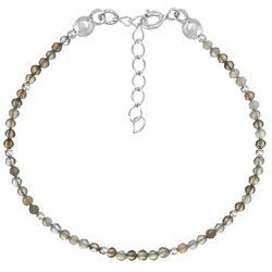 Bransoletka srebrna z kamieni naturalnych agat botswana 2 mm