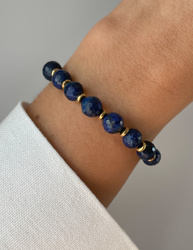 Bracelet on rubber band agate mossy with hematite - abundance, confidence, optimism