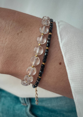 Zestaw Dwóch Bransoletek z zapięciem - Kryształ Górski, Spinel