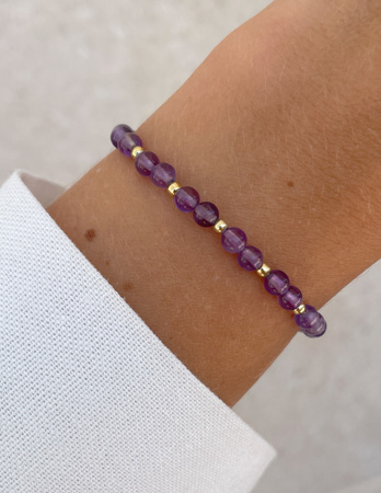 Bransoletka na gumce z ametystu z hematytem - koncentracja, sukces, ochrona