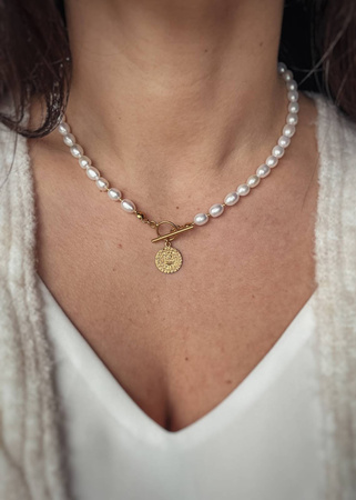 Naszyjnik Perły Naturalne "Gabi" Pozłacany z Zawieszką