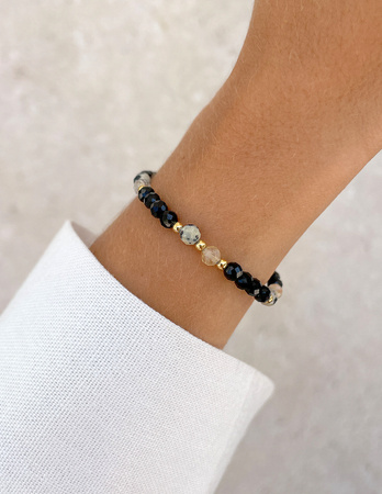 Talizman - czarny turmalin, jaspis dalmatyński, cytryn, hematyt - ochrona i dobrobyt