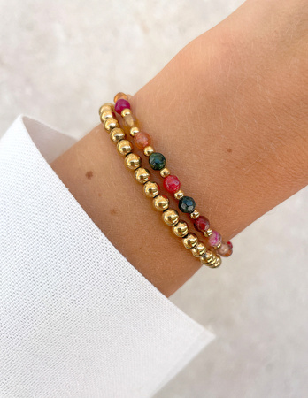 Bransoletki na gumce - mix agatów z hematytem