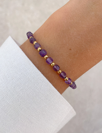 Bransoletka na gumce z ametystu z hematytem - ochrona, koncentracja, sukces