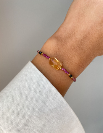 Bracelet Natural Stones Rose Quartz and Rhodochrosite