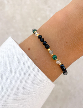 Talizman - czarny turmalin, malachit, cytryn, labradoryt, hematyt - ochrona i dobrobyt