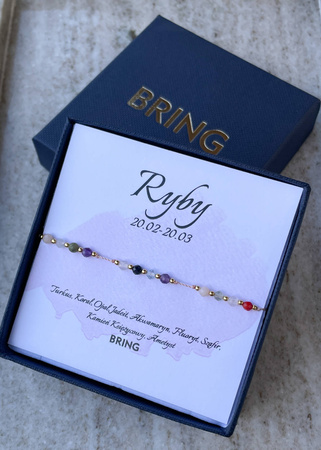 Bransoletka znak zodiaku Ryby pozłacane kulki