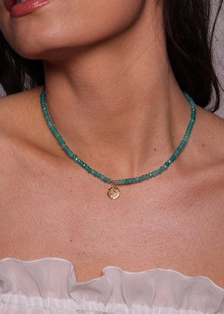 Naszyjnik jadeit morski niebieski z zawieszką