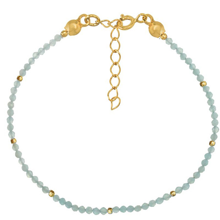 Bransoletka srebrna pozłacana z kamieni naturalnych amazonit