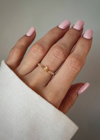 Pierścionek Elastyczny Kamienie Naturalne Cytryn