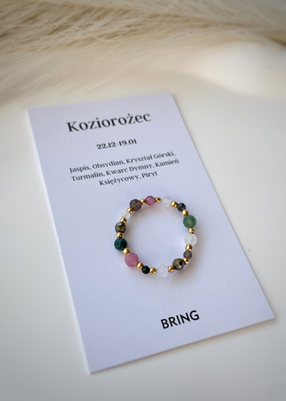 Pierścionek elastyczny znak zodiaku Koziorożec pozłacany