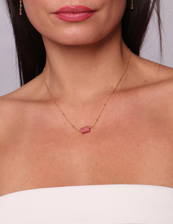 Necklace made of natural stones dendritic agate gold-plated toggle with a pendant