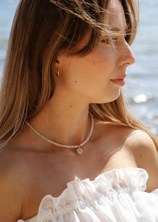 Naszyjnik z kamieni naturalnych Morganit pozłacany z zawieszką