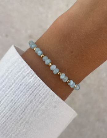 Bransoletka na gumce jadeit jasnoniebieski - szczęście, pomyślność, spełnienie marzeń