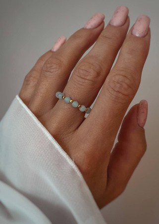 Pierścionek Elastyczny Kamienie Naturalne Amazonit