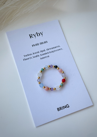 Pierścionek elastyczny znak zodiaku Ryby pozłacane