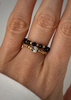 Pierścionki elastyczne czarny turmalin, jaspis dalmatyński - ochrona, spokój, odwaga, radość