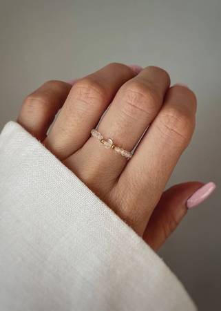 Pierścionek Elastyczny Kamienie Naturalne Kryształ Górski