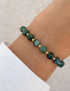 Bracelet on rubber band agate mossy with hematite - abundance, confidence, optimism