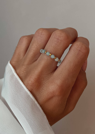 Pierścionek Elastyczny Kamienie Naturalne Amazonit