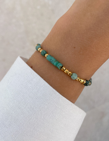 Bransoletka na gumce turkus z hematytem - rozwój duchowy, relacje, wyobraźnia