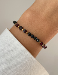 Gummi-Achat-Armband mit Hämatit - Fülle, Zuversicht, Optimismus