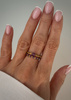 Set of Three Elastic Natural Stone Rings - Champagne Cubic Zirconia and Rhodonite